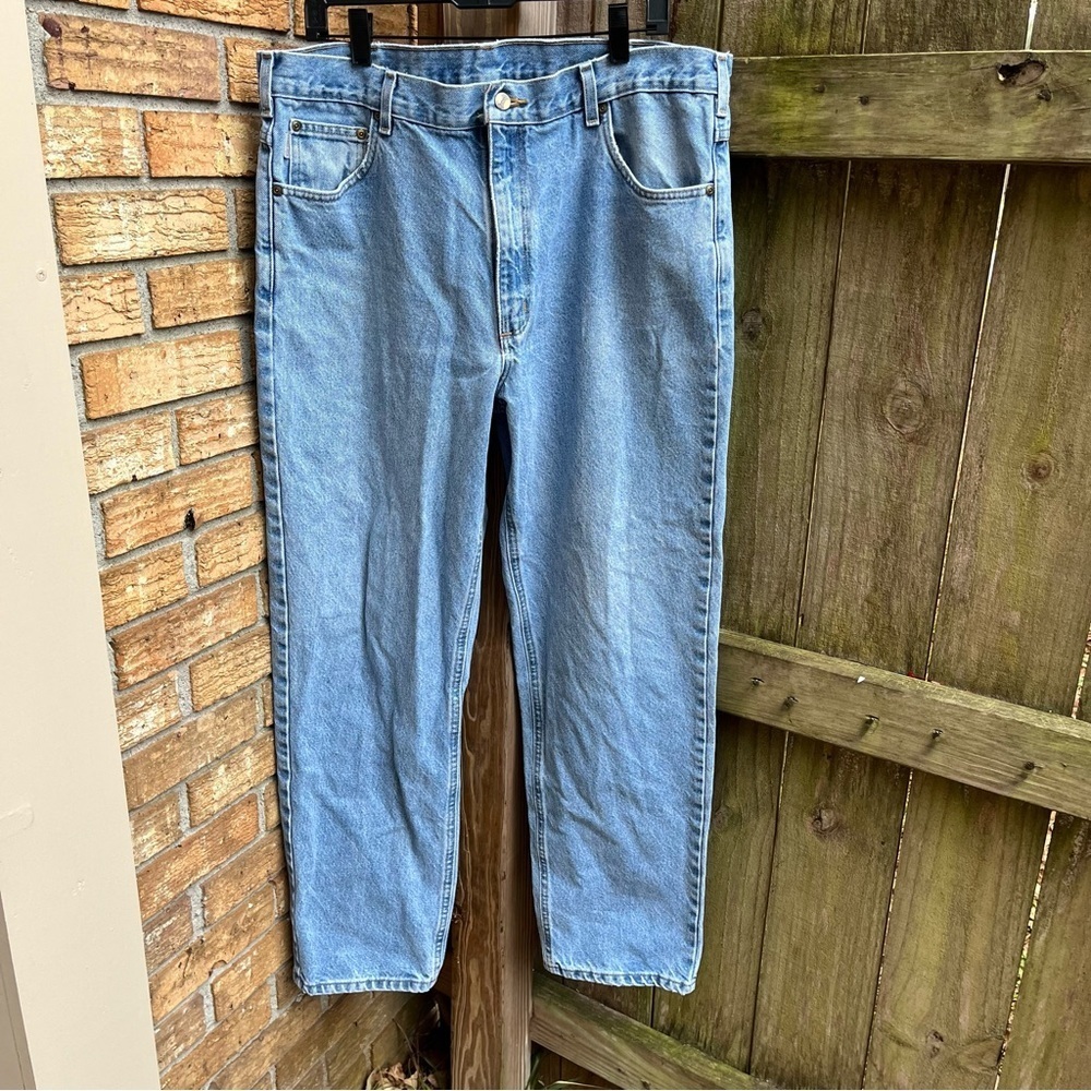 Vtg Y2K Carhartt Mens Medium Wash Denim Jeans Tapered Leg Blue
